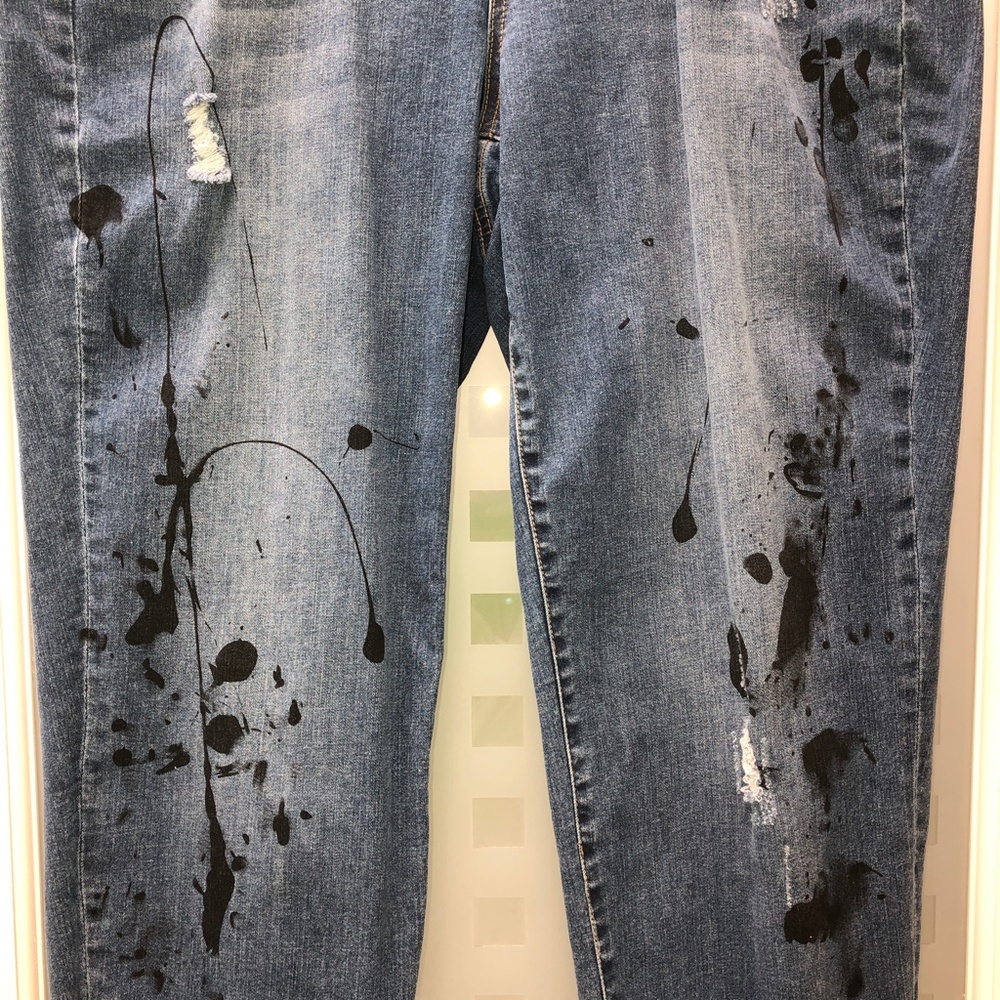 🎉3HP🎉 LANE BRYANT Low Rise Boyfriend Jeans Distressed Deconstructed Stretch 16 - Picture 4 of 16